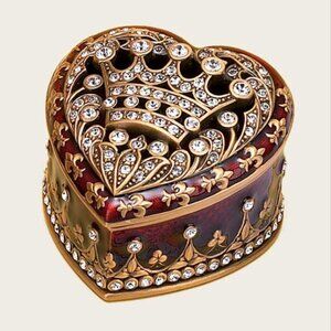 New Edgar Berebi Royale Heart Box Collectible Crown Red Box
